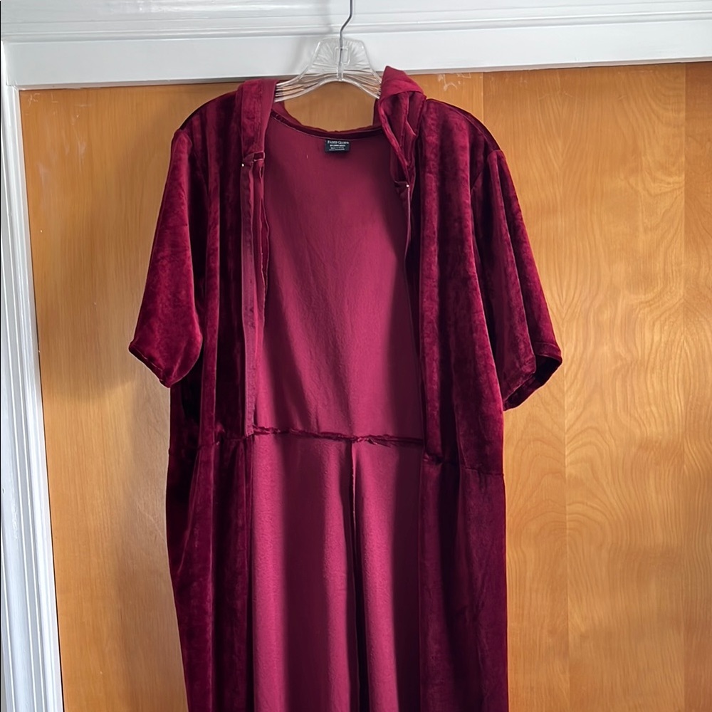 Burgundy Velvet Long Cardigan